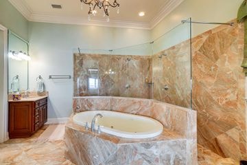 Luxury marble bathroom with soaking tub